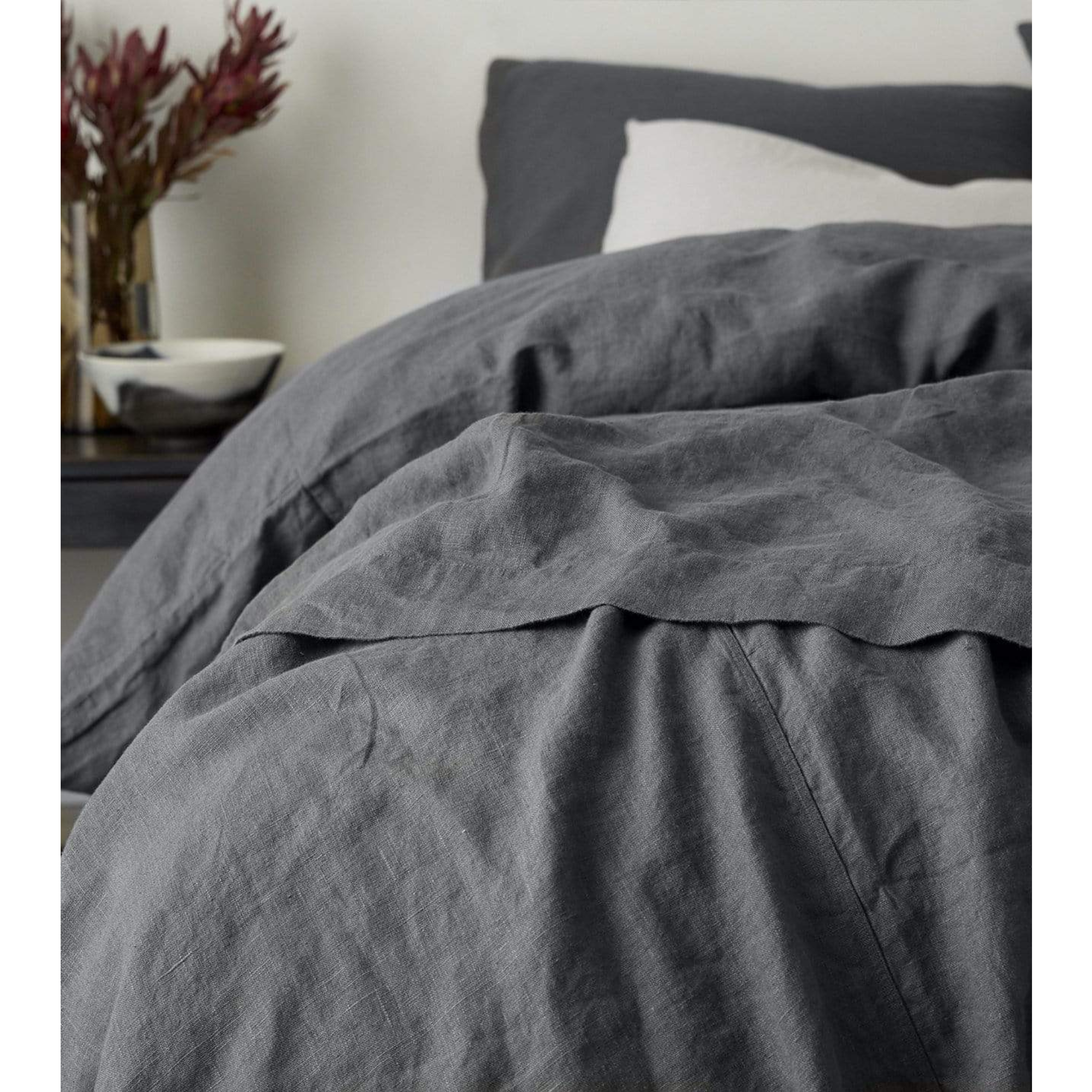 DUVET COVER LINO - CHARCOAL