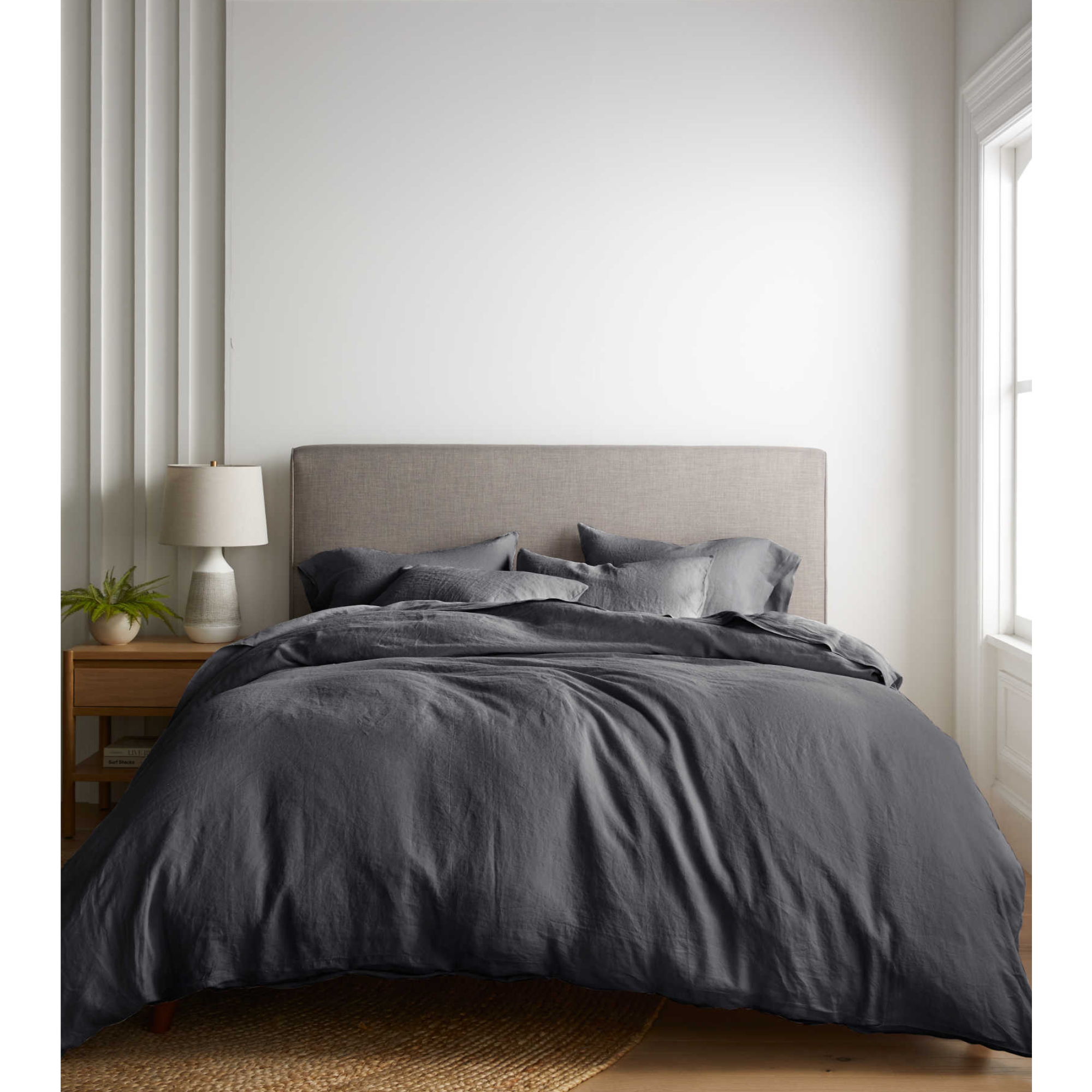DUVET COVER LINO - CHARCOAL
