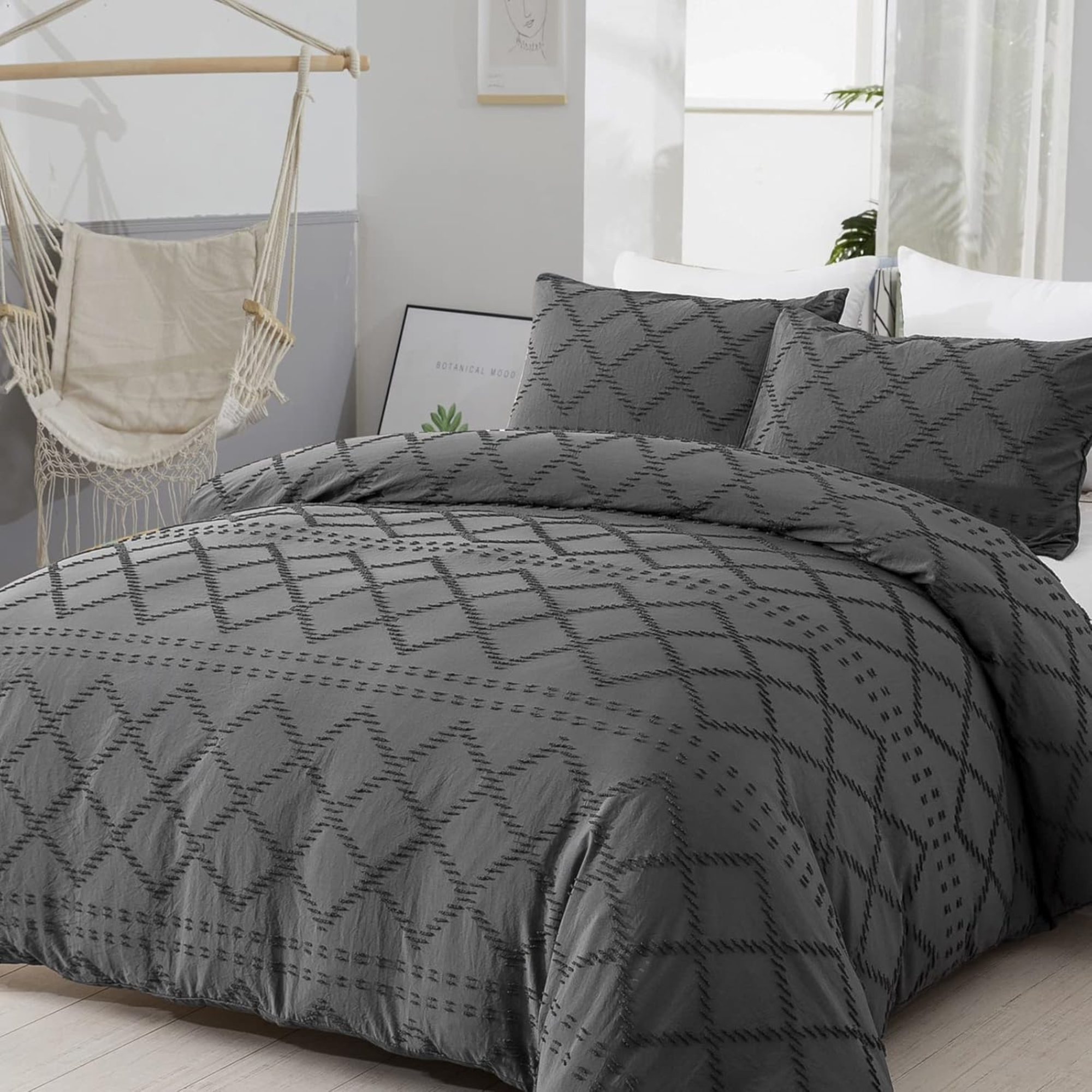 DUVET COVER BOHO - CHARCOAL
