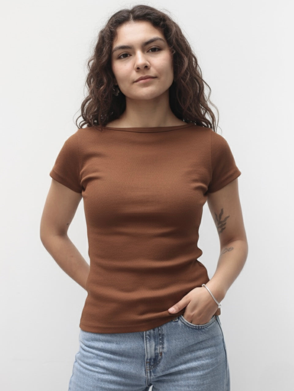 Polo acanalado Aitana - Chocolate