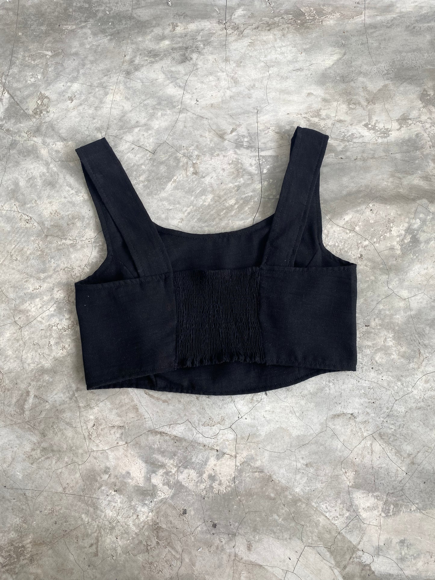 Top Lino Natural - Black