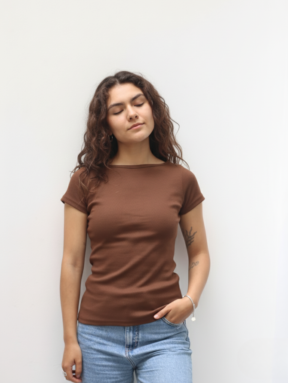 Polo acanalado Aitana - Chocolate