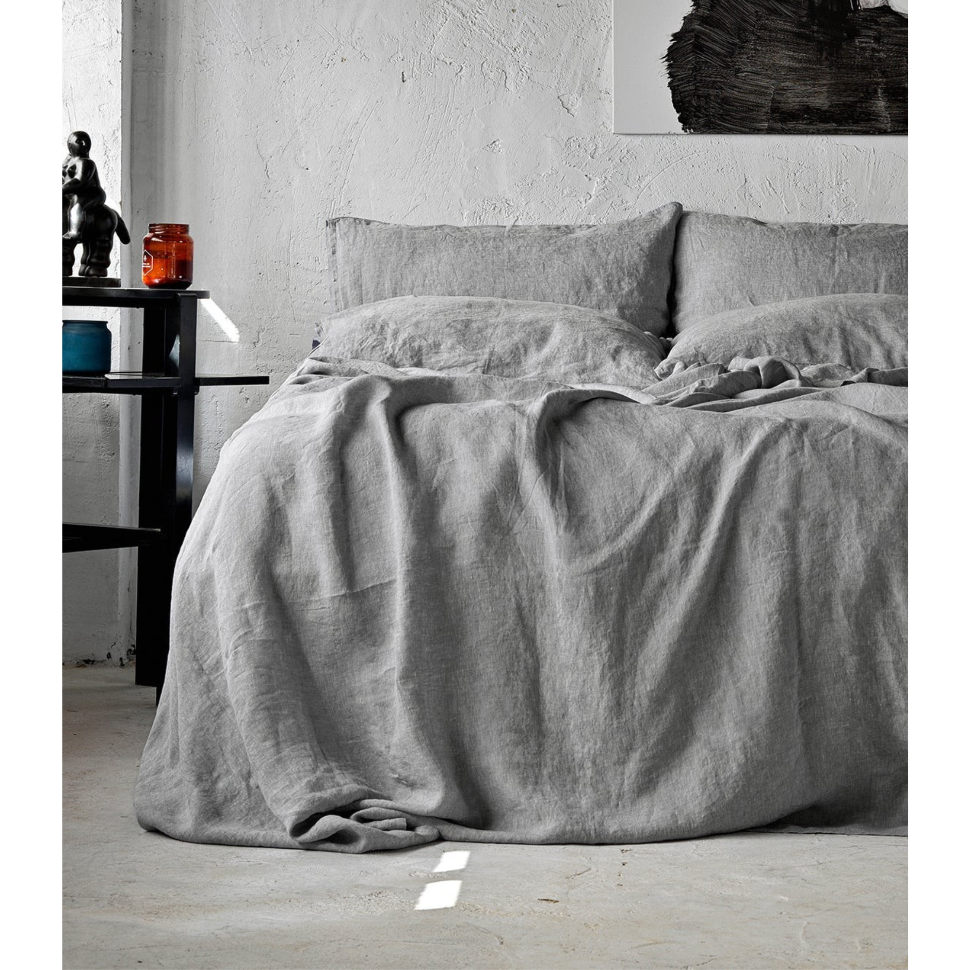 DUVET COVER LINO - SILVER
