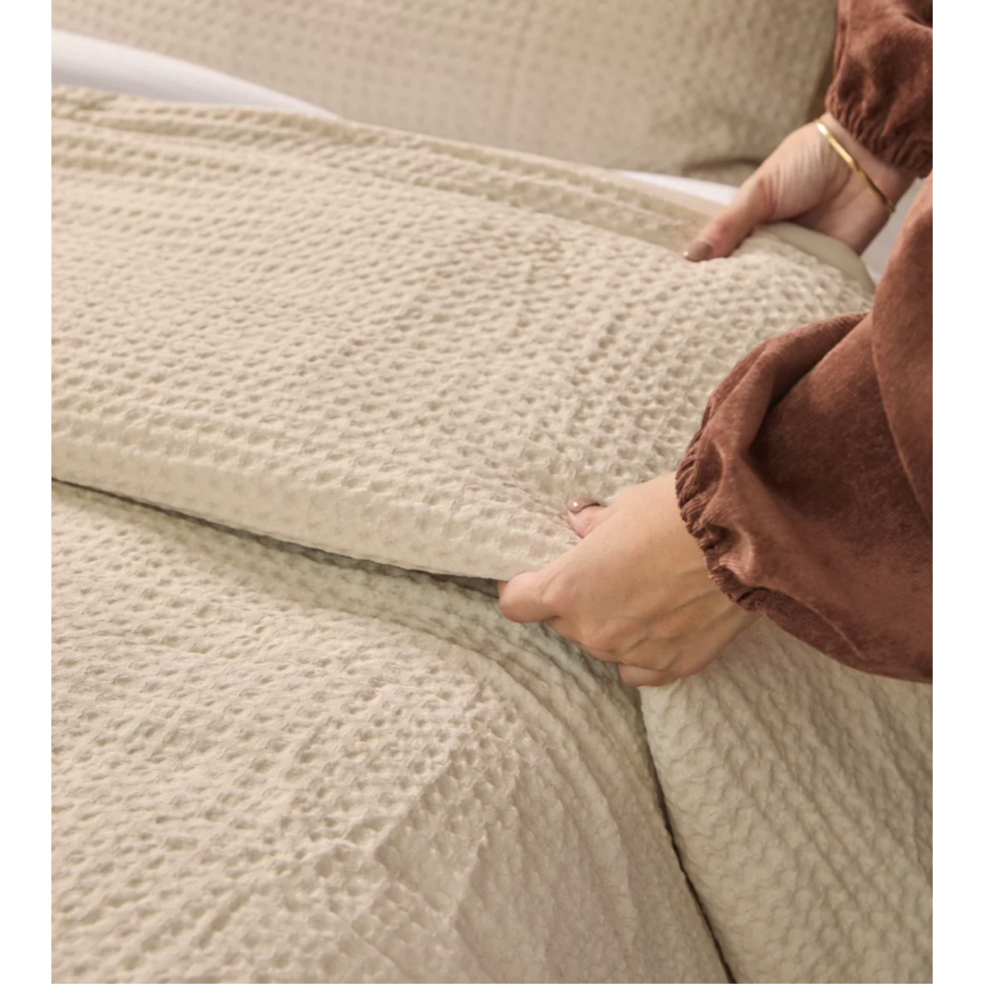 DUVET COVER WAFFLE - BISCOTTI