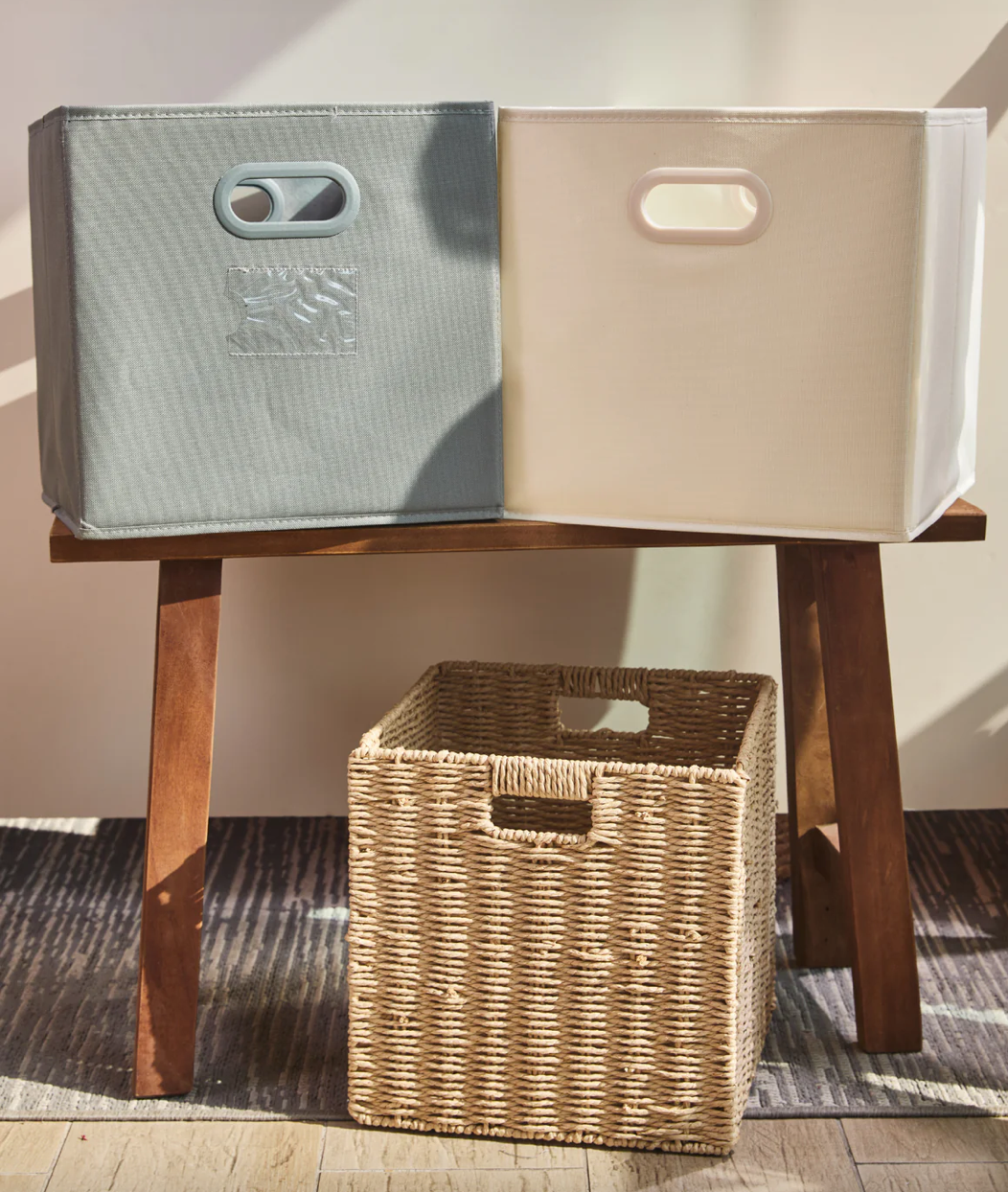 Canasta Plegable Tela - Crema