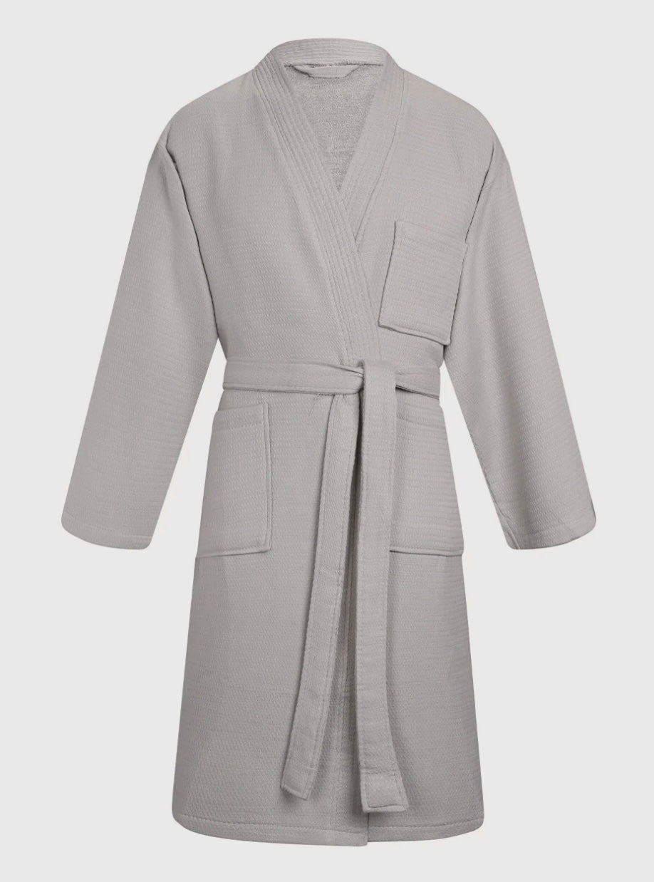 Bata Algodón Wafle - Silver