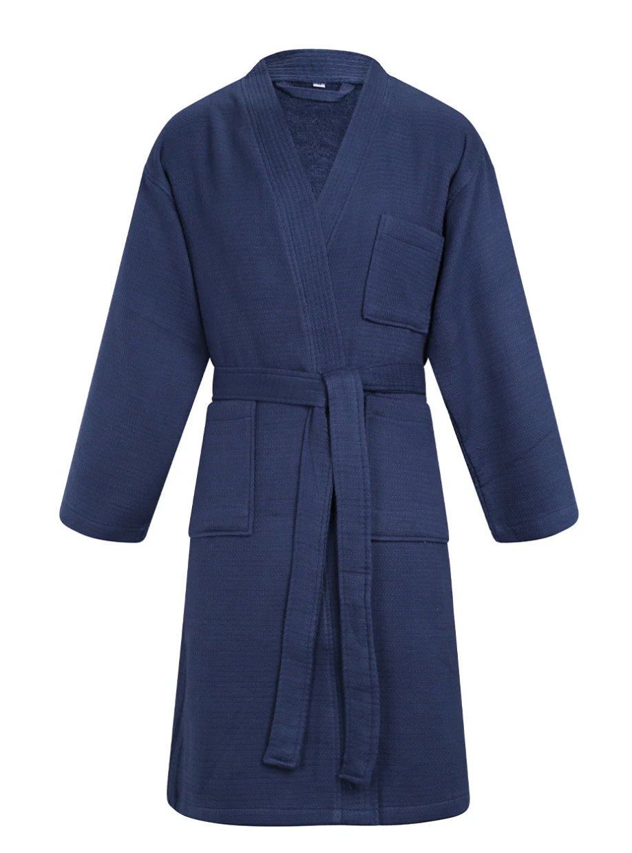 Bata Algodón Wafle -Blue