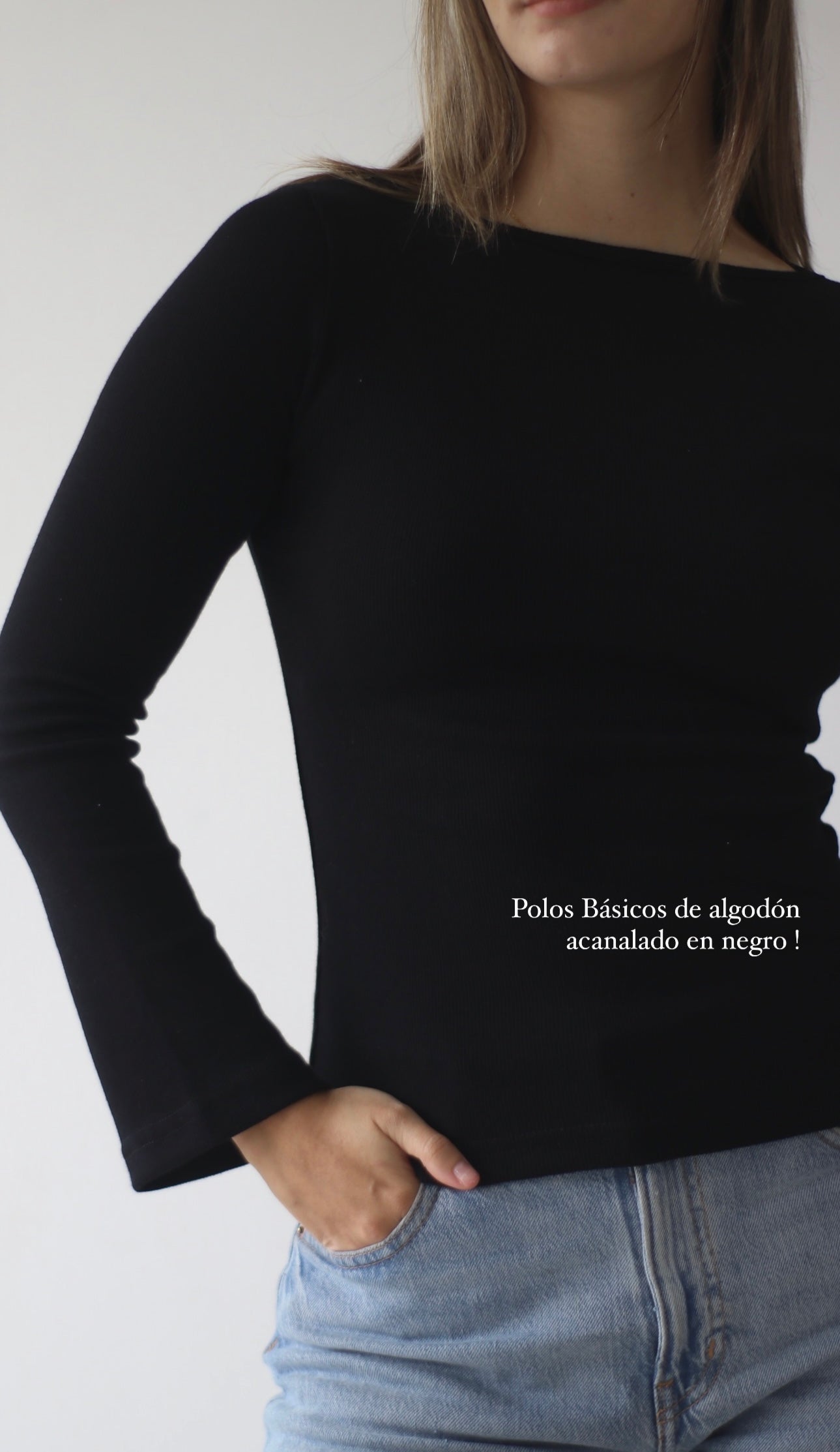 Polo acanalado - Black