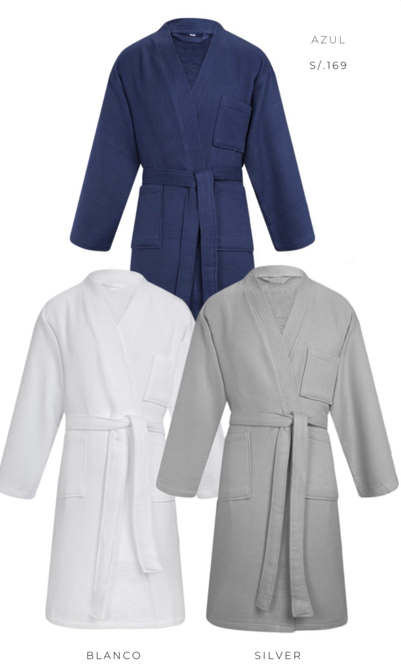 Bata Algodón Wafle - Silver