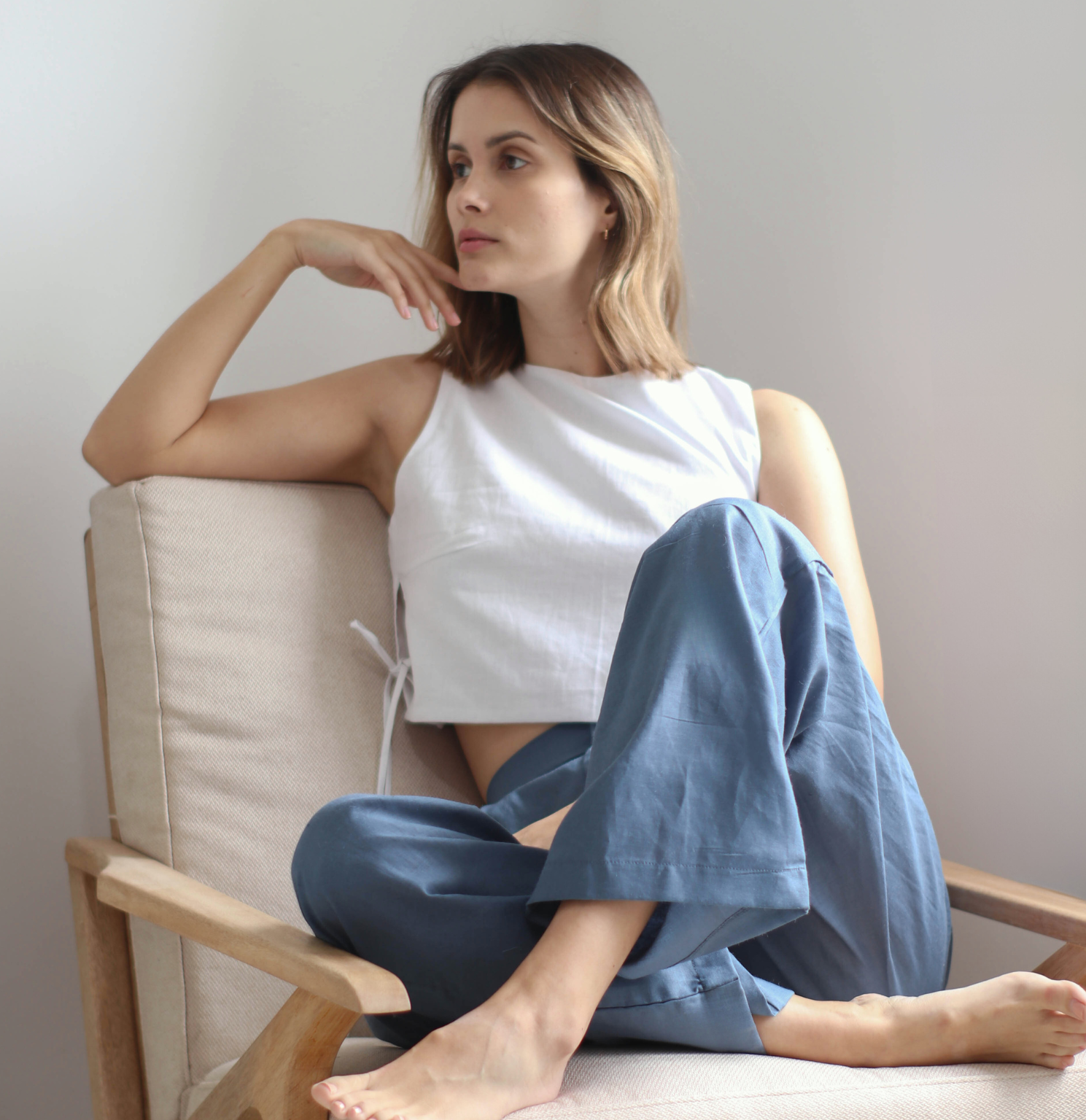 Blusa Romina Lino - White