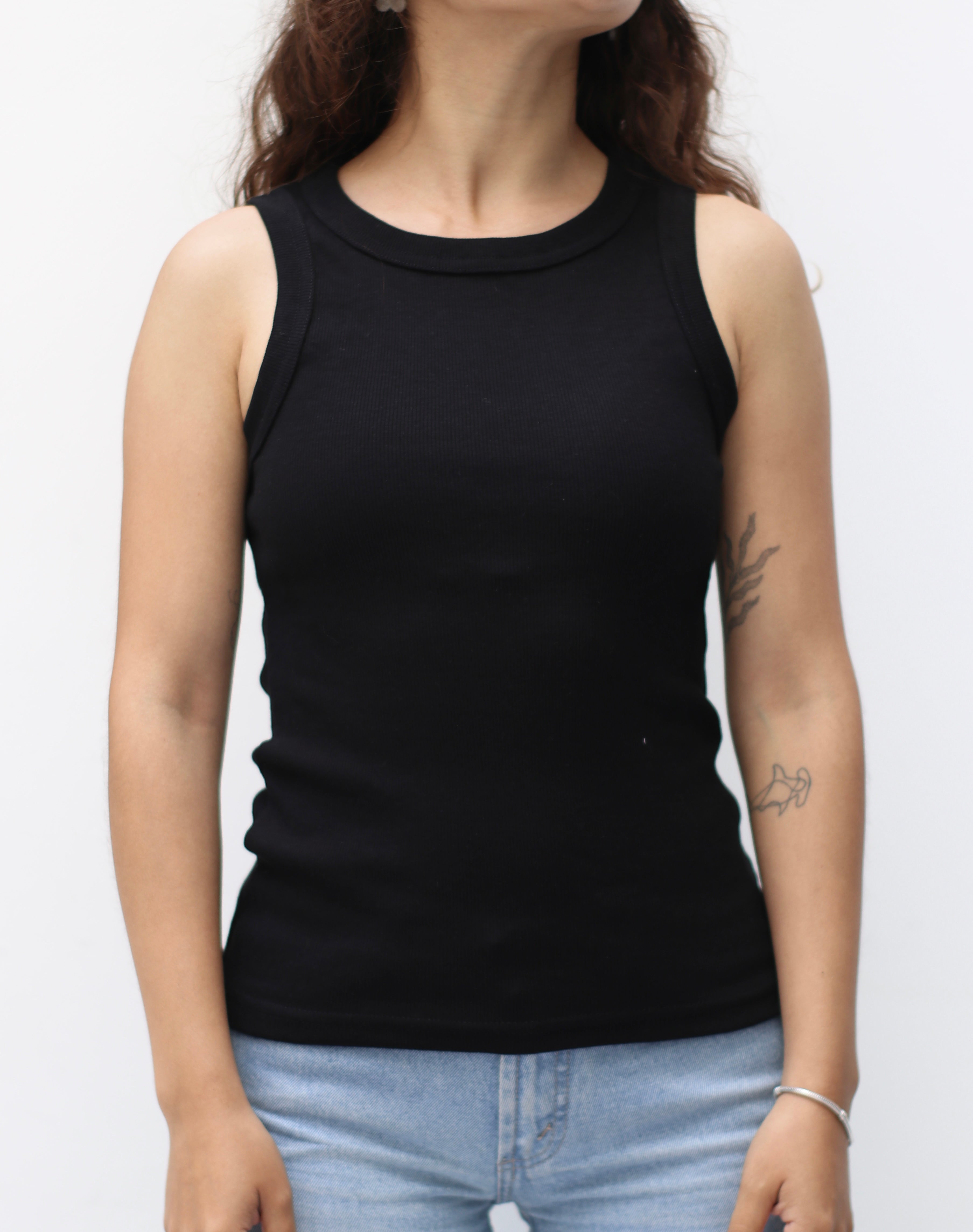 Camiseta sin mangas de Algodón Negro
