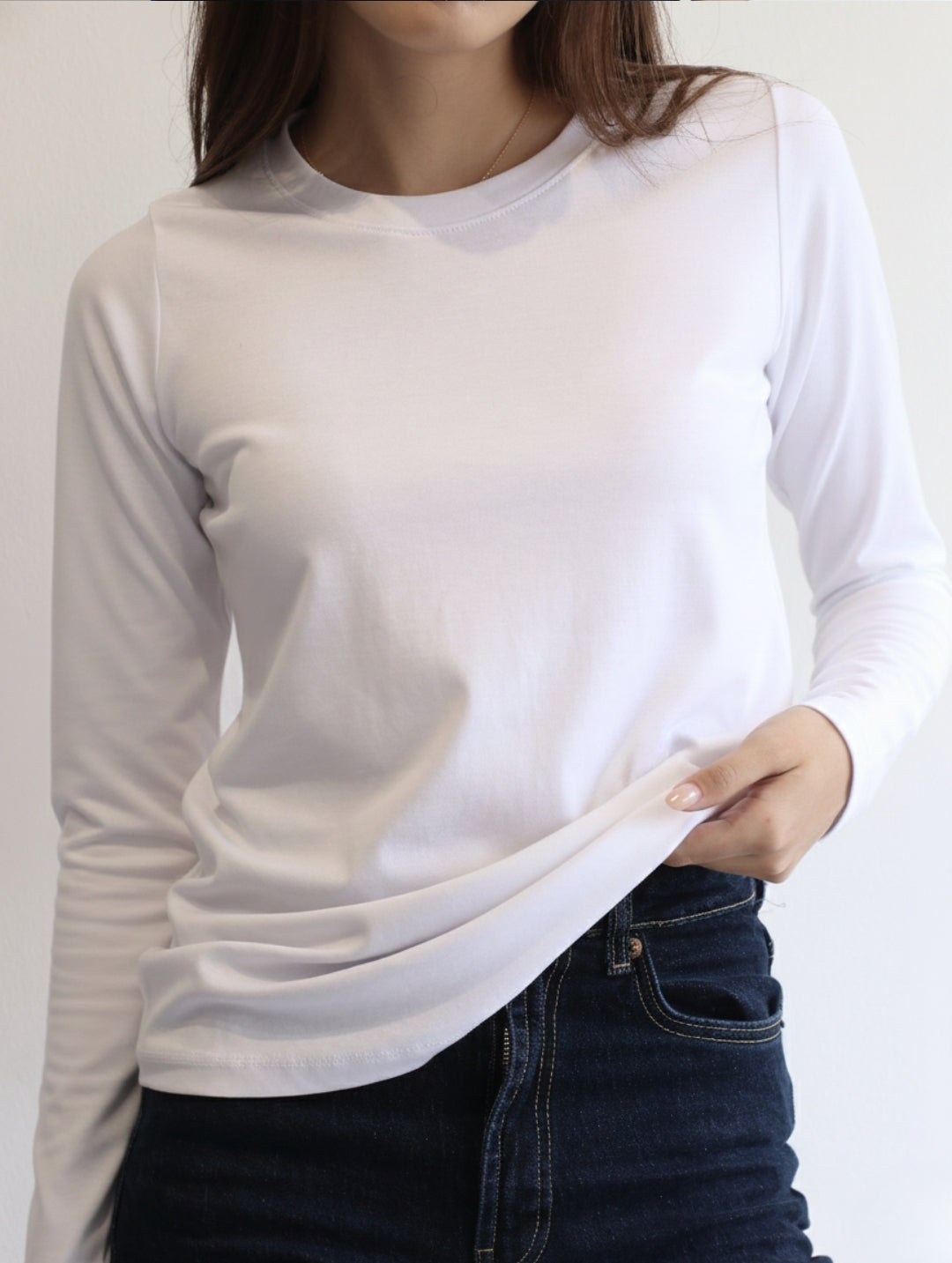 Camiseta Pima Manga Larga Blanco