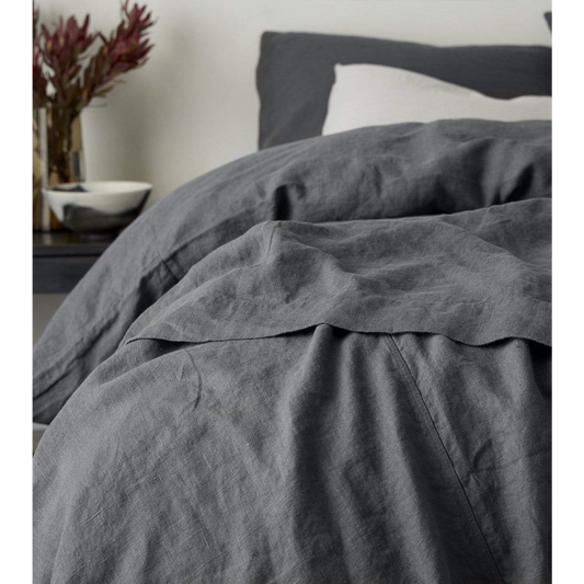 DUVET COVER LINO - CHARCOAL