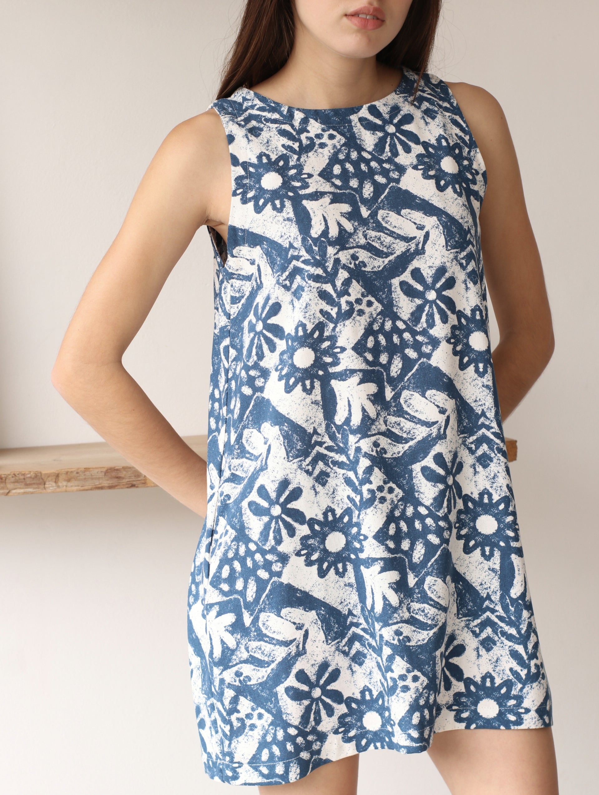 Vestido Lucrecia de Lino Azul