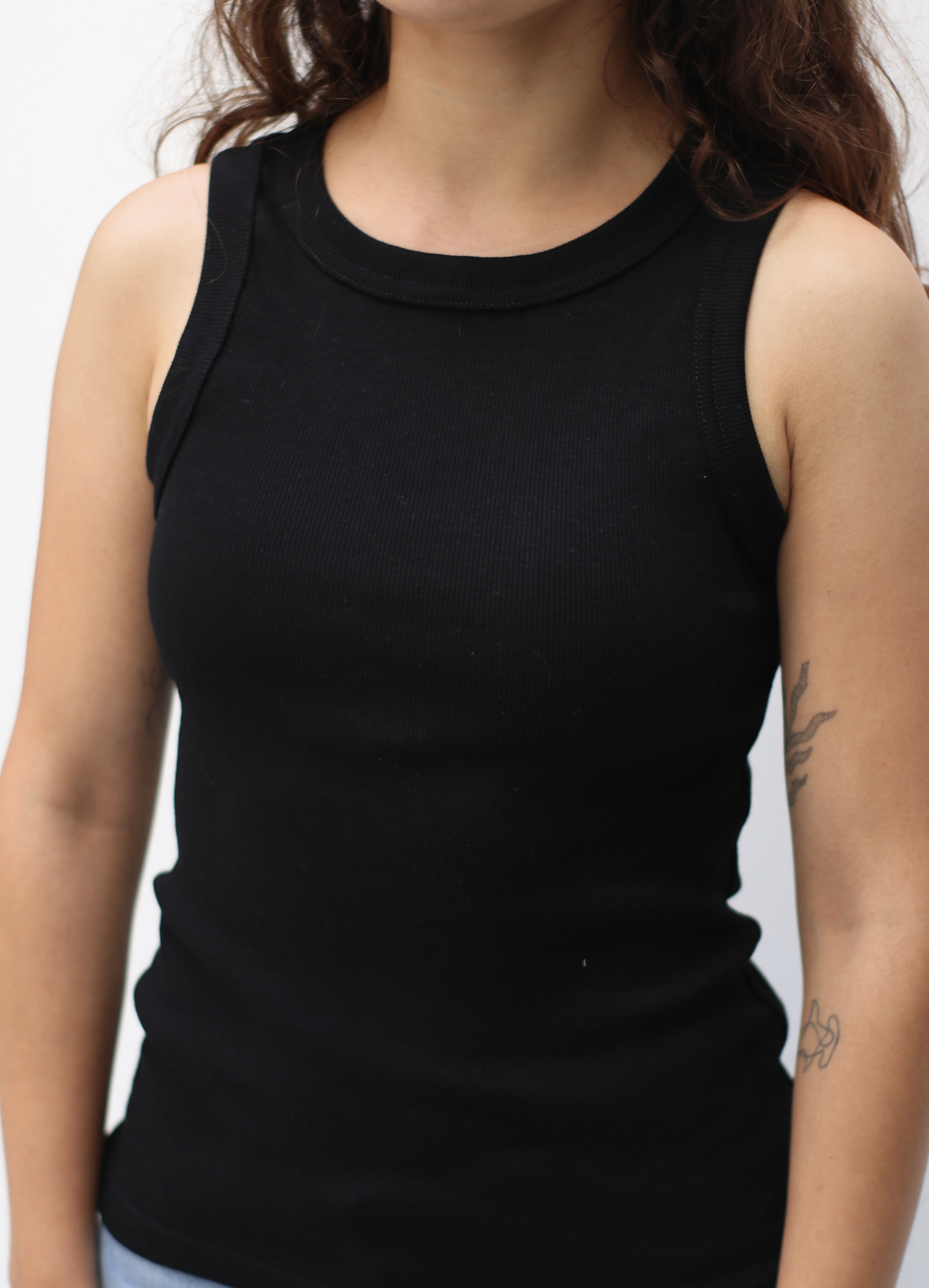 Camiseta sin mangas de Algodón Negro