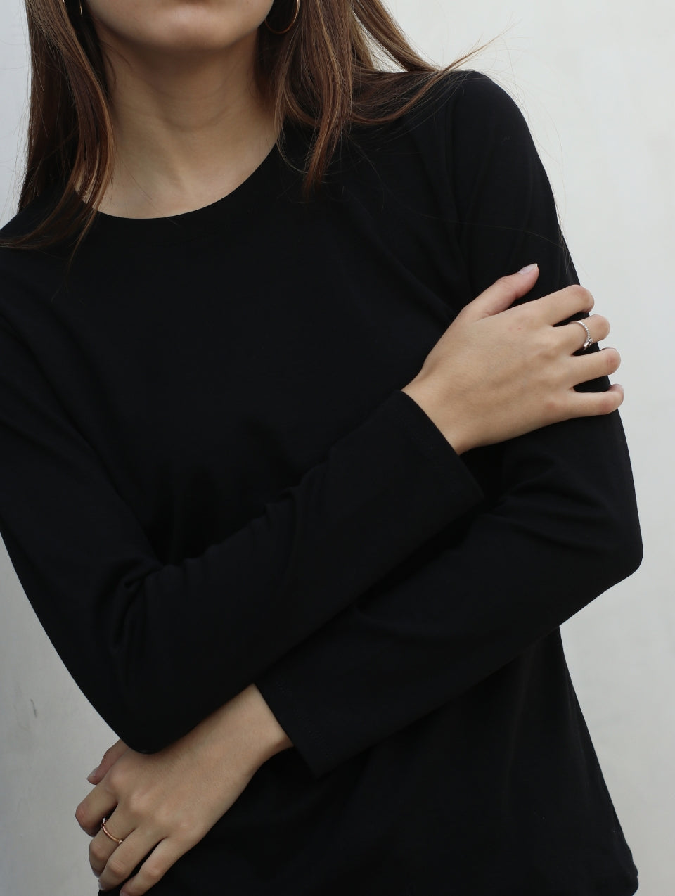 Camiseta Pima Manga Larga Negro