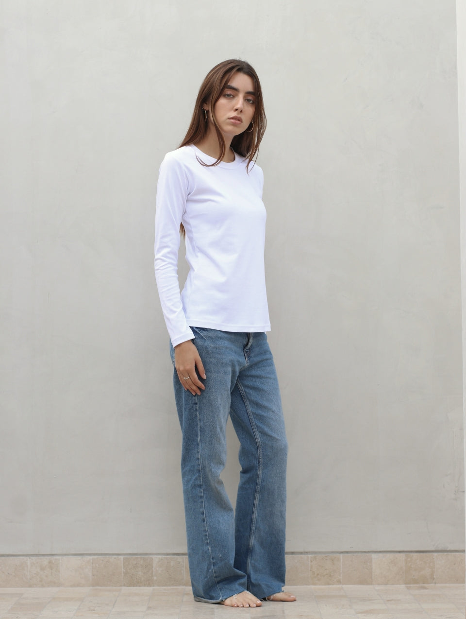 Camiseta Pima Manga Larga Blanco
