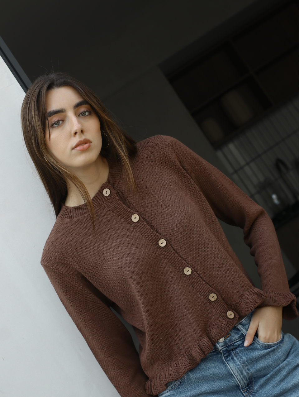 Cardigan Tejido Essential - Chocolate