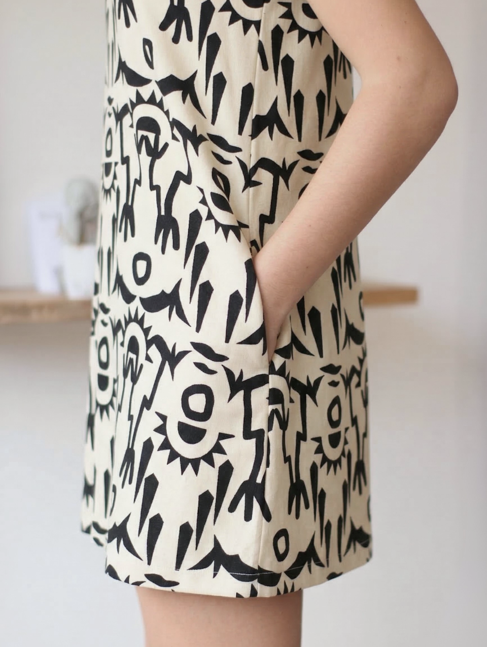 Vestido Lucrecia de Lino Beige Estampado