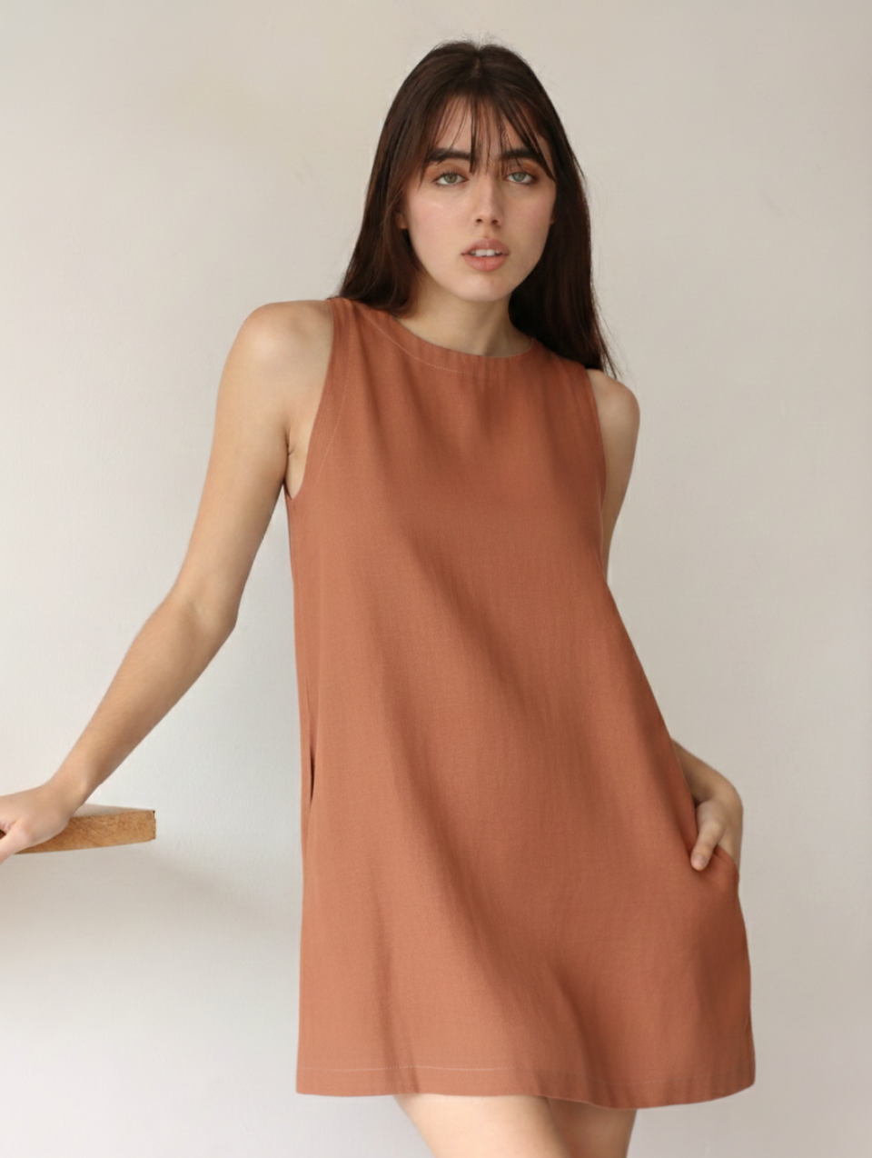 Vestido Lucrecia de Lino Terracota