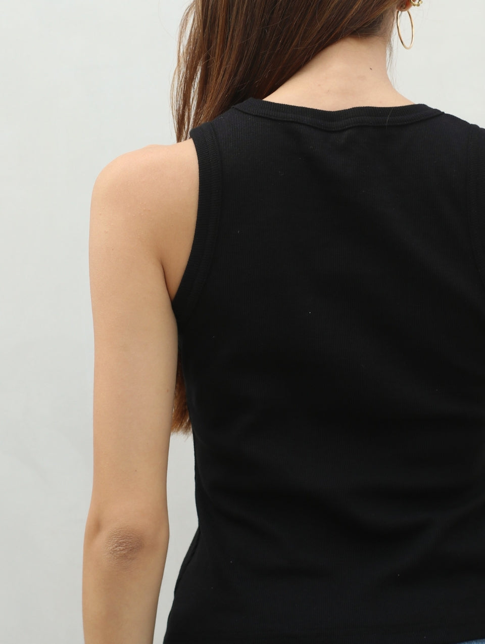 Camiseta Acanalada sin mangas Negro