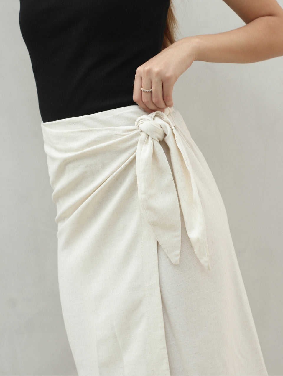 Falda Wrap Lino Beige