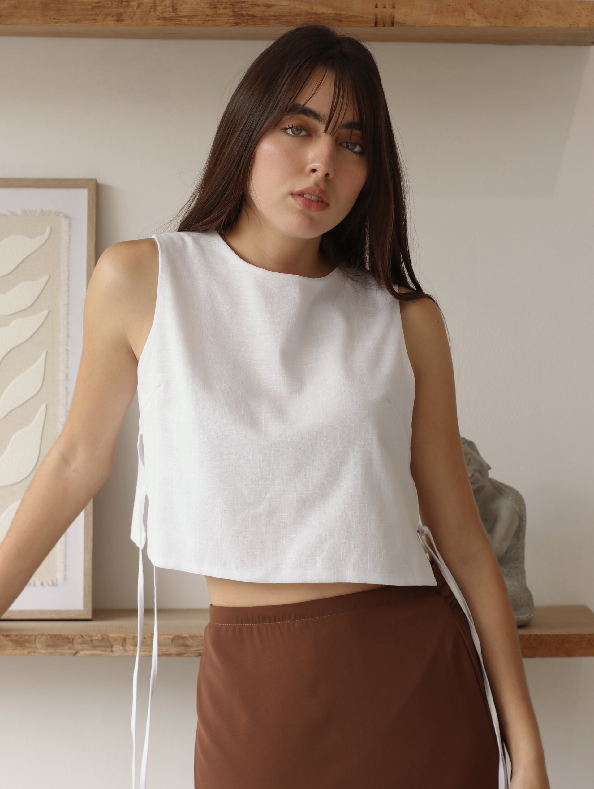 Blusa Romina de Lino Blanca