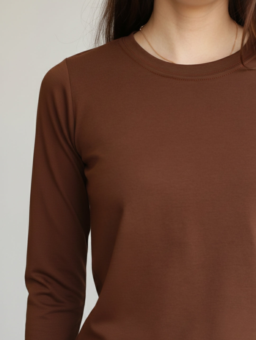 Camiseta Pima Manga Larga Chocolate