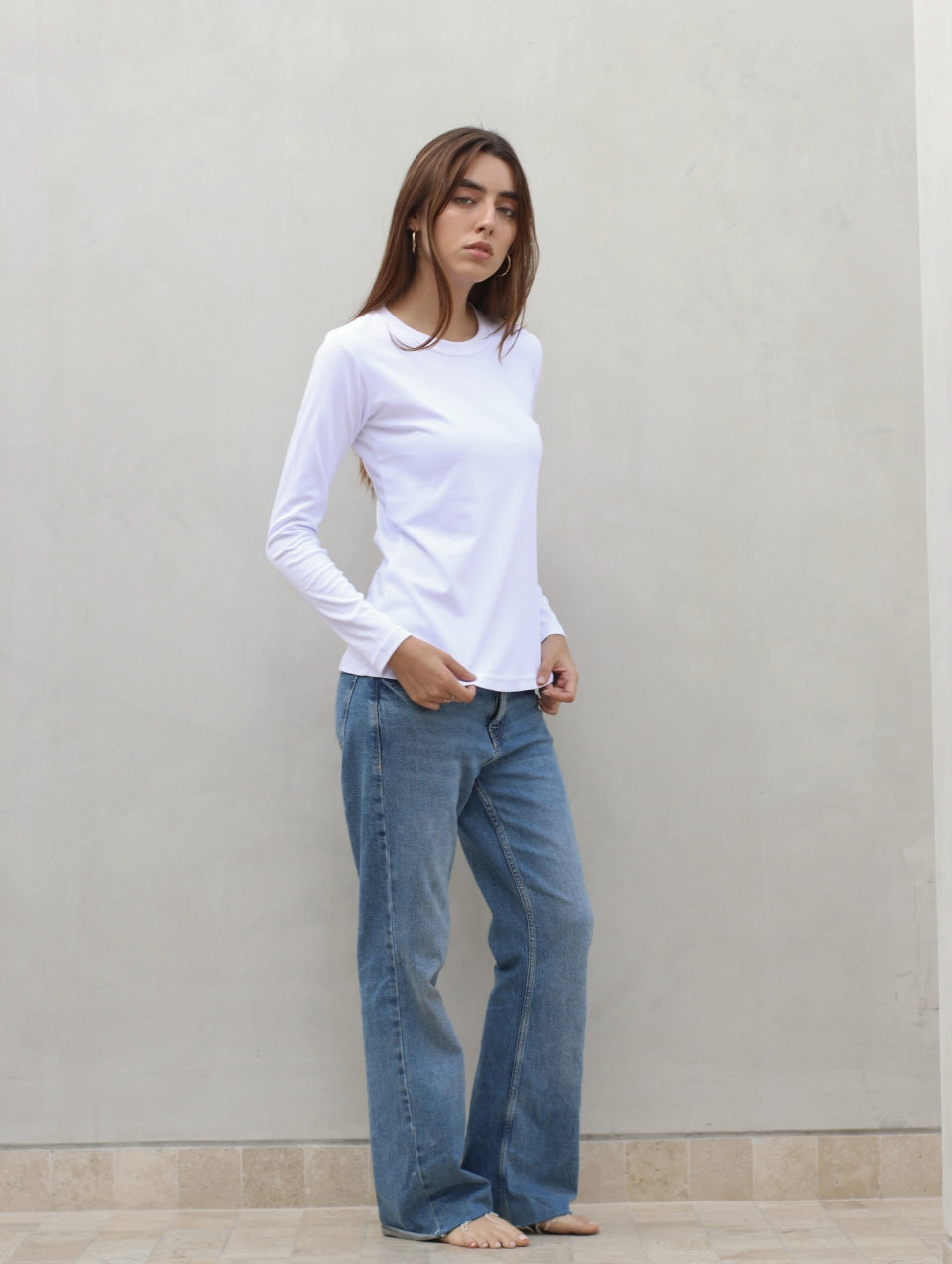 Camiseta Pima Manga Larga Blanco