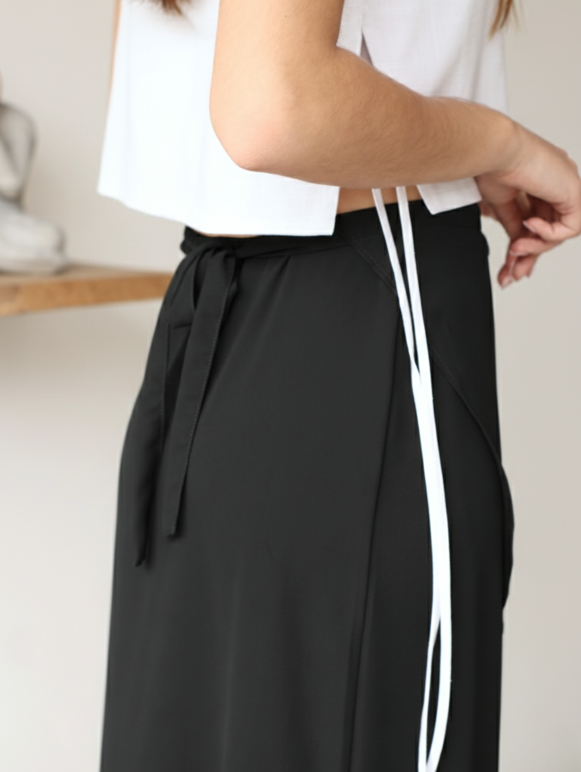 Falda Wrap Midi Negro