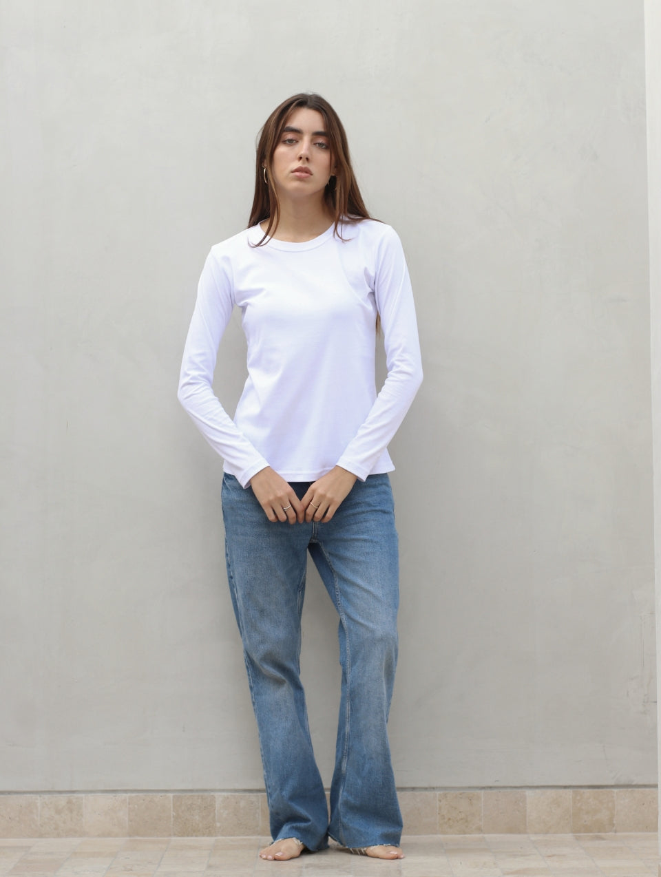 Camiseta Pima Manga Larga Blanco