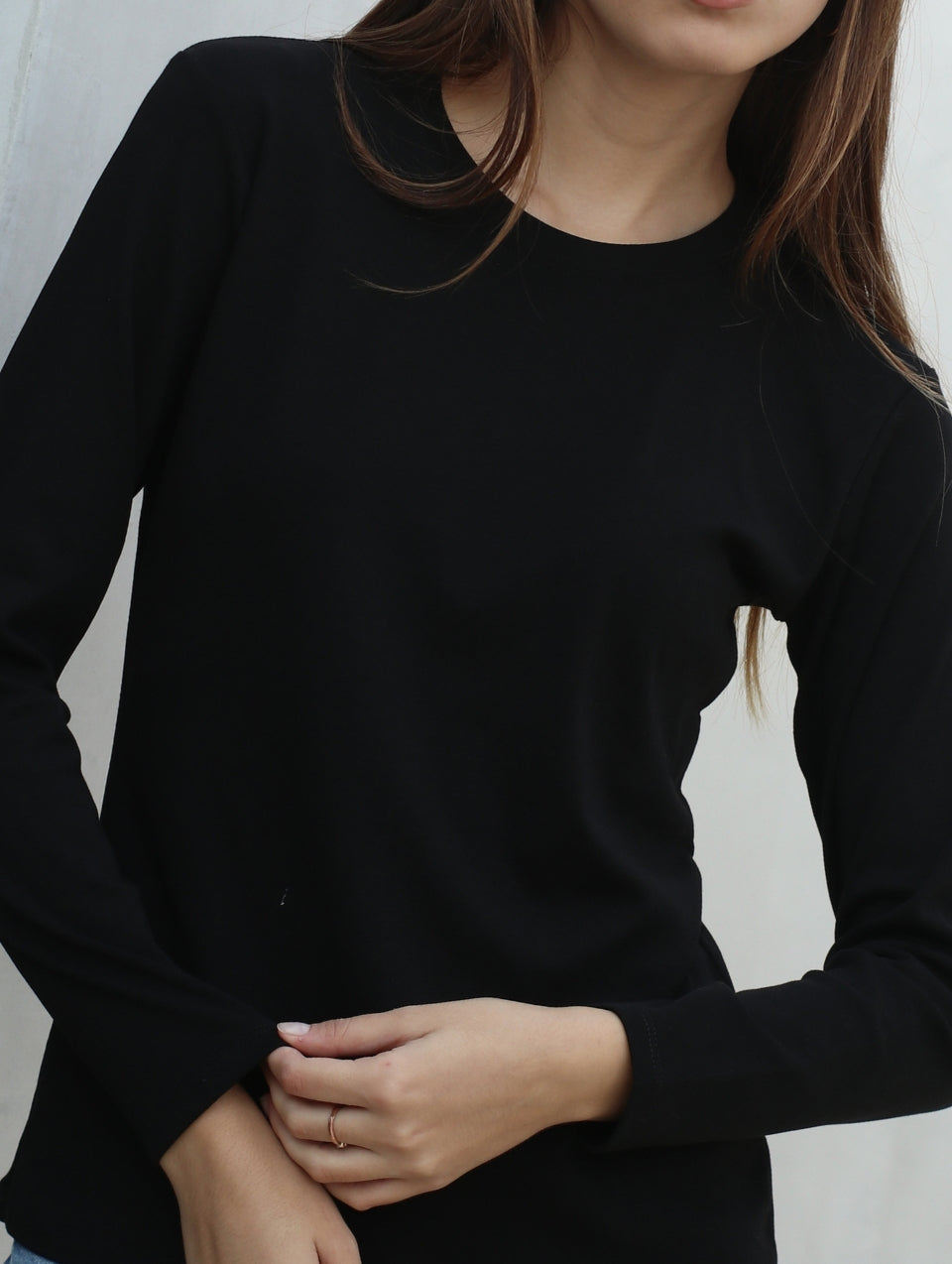 Camiseta Pima Manga Larga Negro
