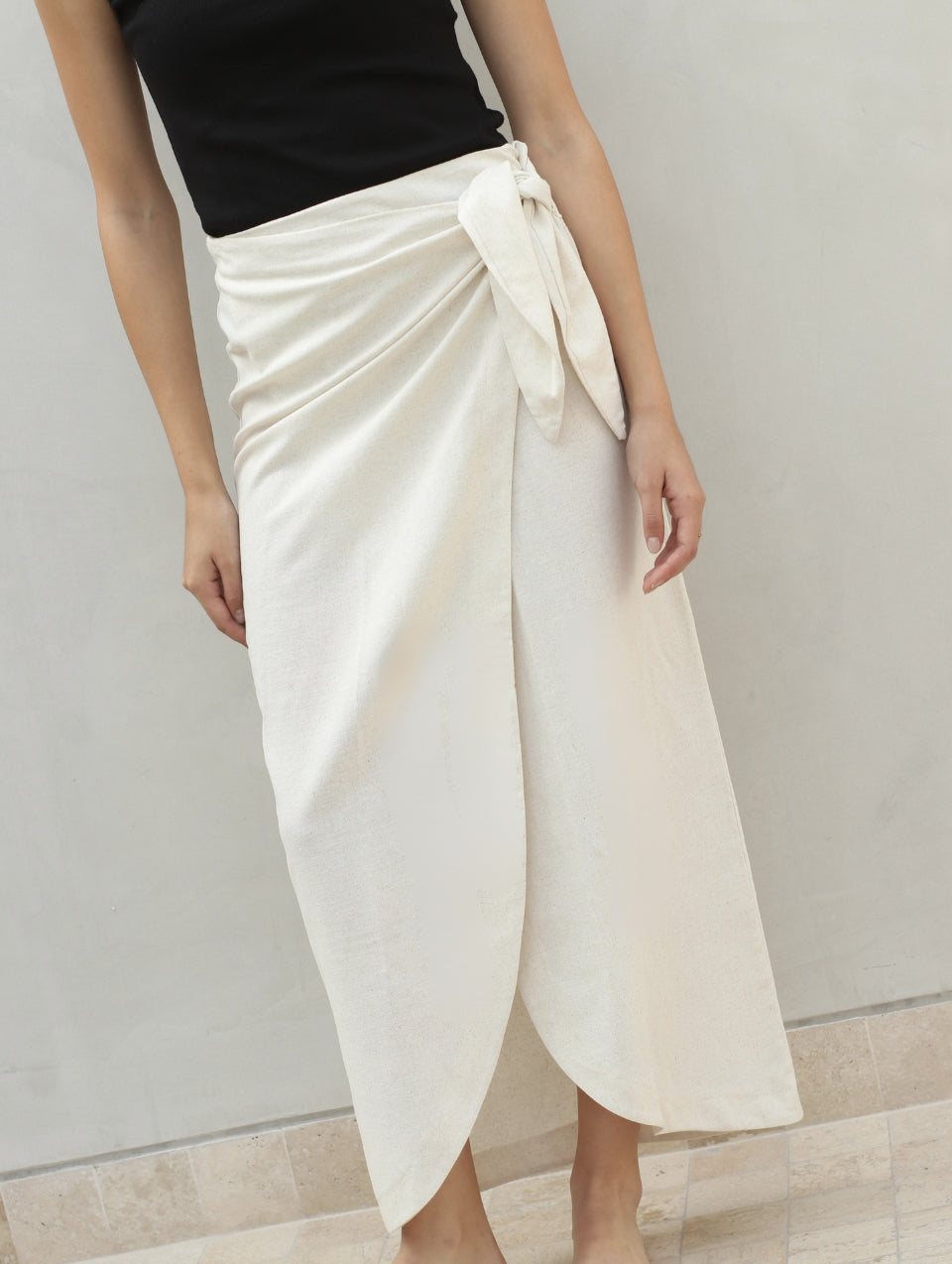 Falda Wrap Lino Beige