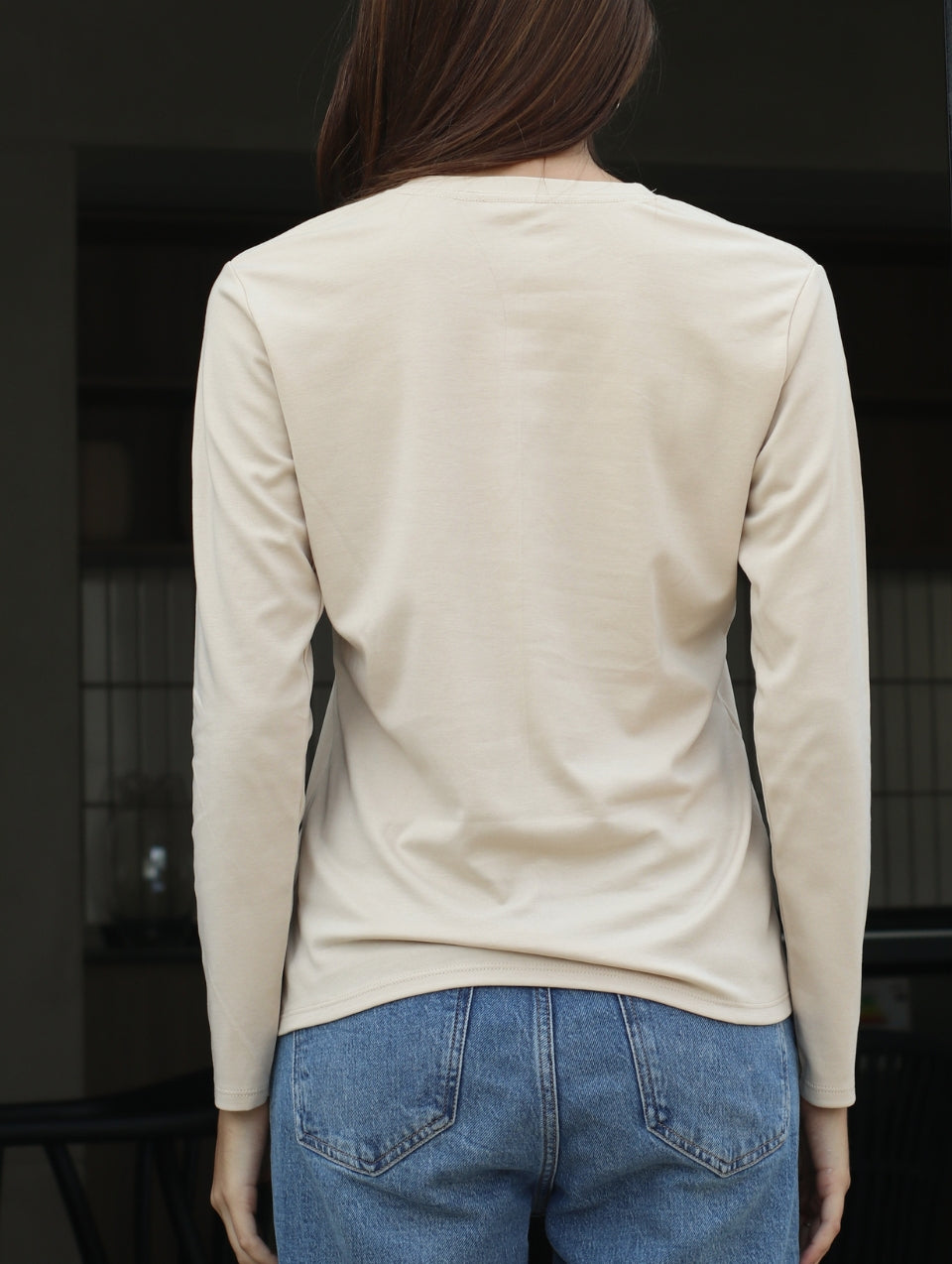 Camiseta Pima Manga Larga Beige