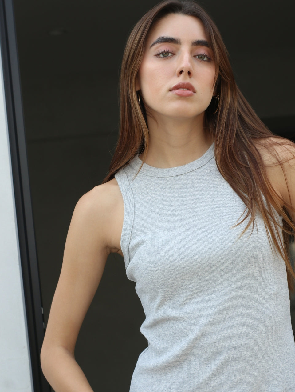 Camiseta sin mangas de Algodón Gris