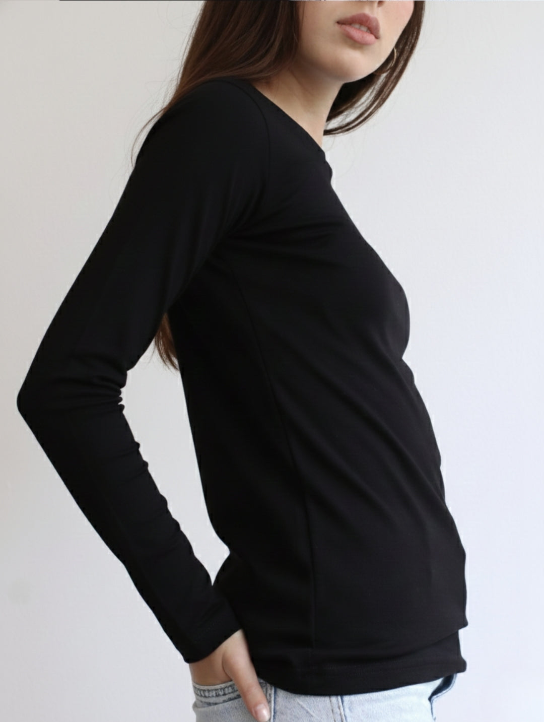 Camiseta Pima Manga Larga Negro