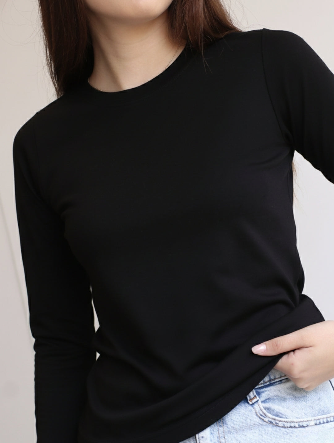 Camiseta Pima Manga Larga Negro