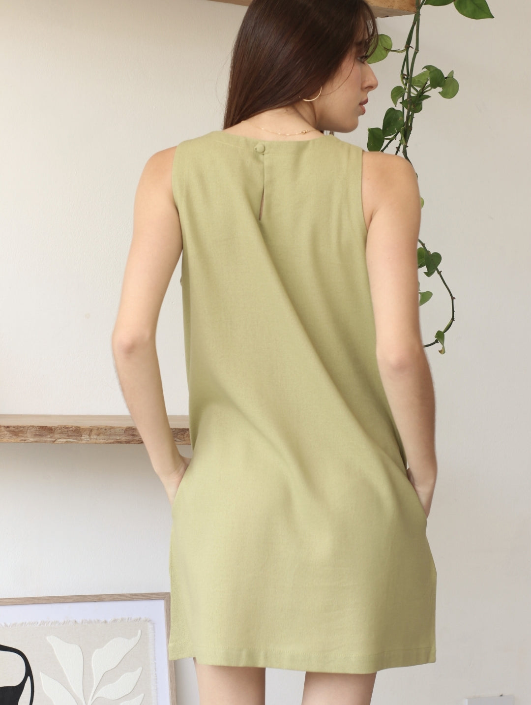 Vestido Lucrecia de Lino Pistacho