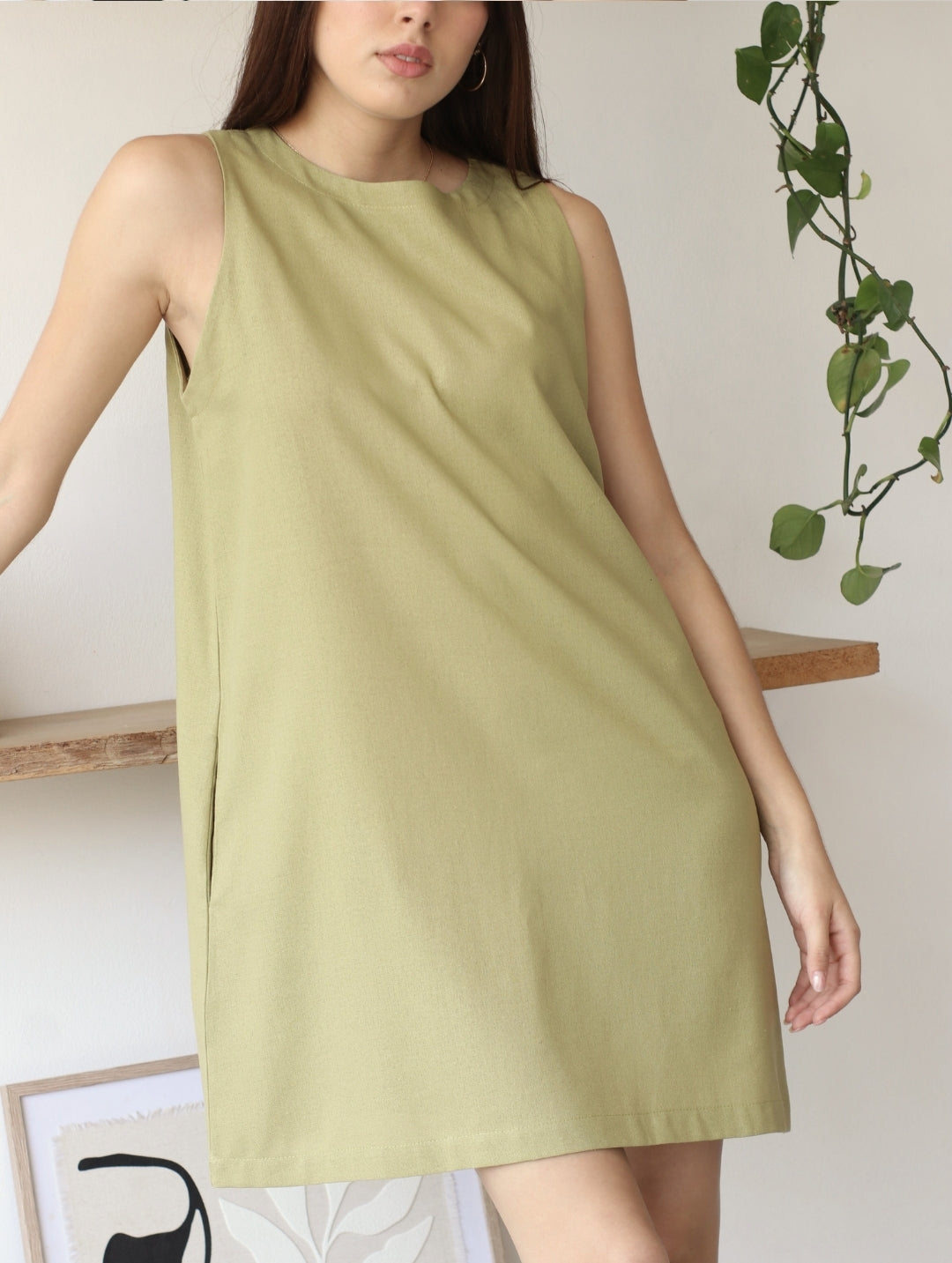 Vestido Lucrecia de Lino Pistacho