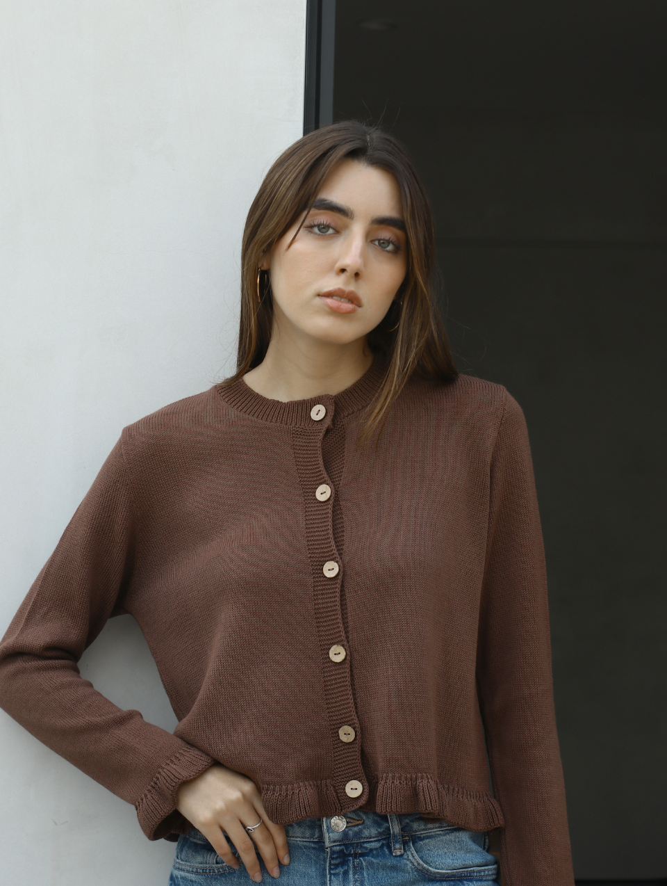 Cardigan Tejido Essential - Chocolate