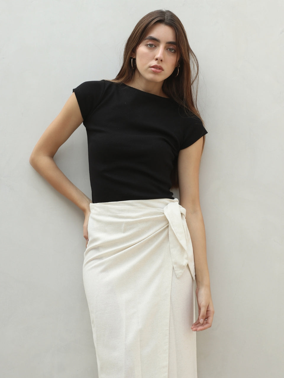 Falda Wrap Lino Beige