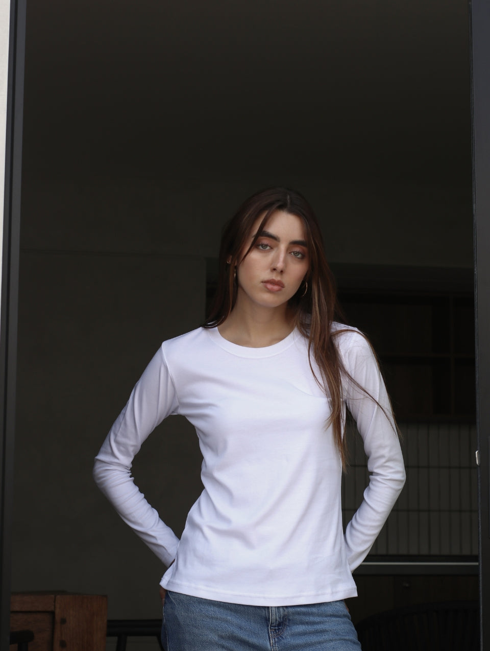Camiseta Pima Manga Larga Blanco
