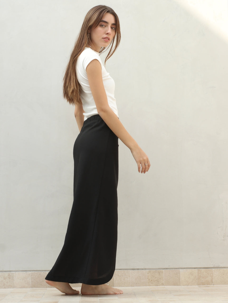 Falda Wrap Lino Negro