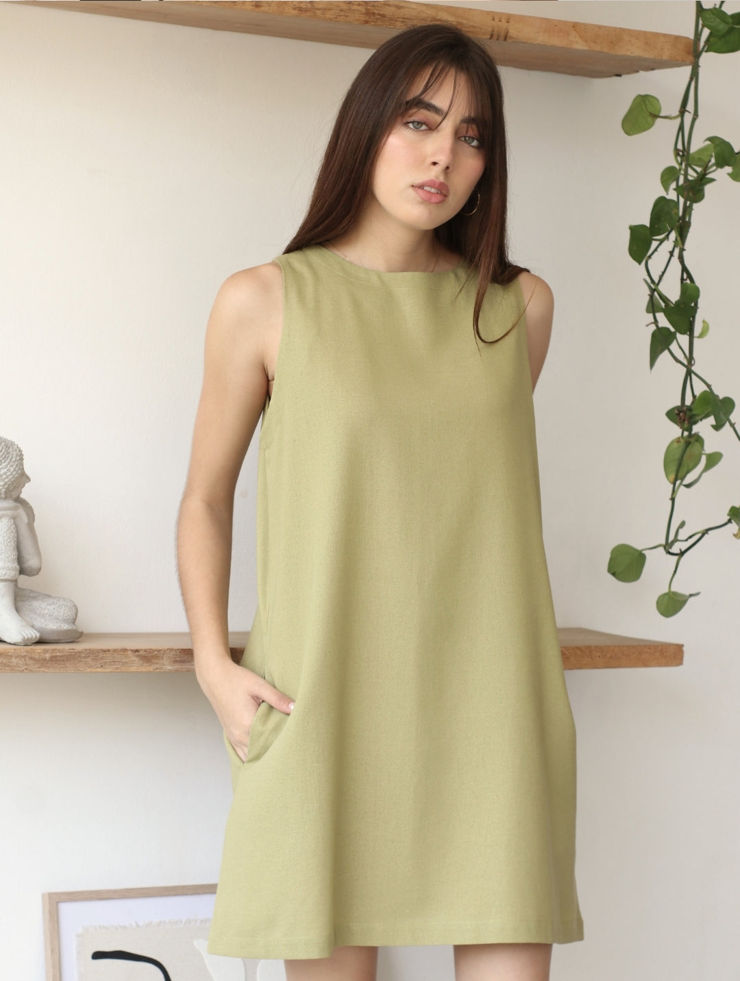 Vestido Lucrecia de Lino Pistacho