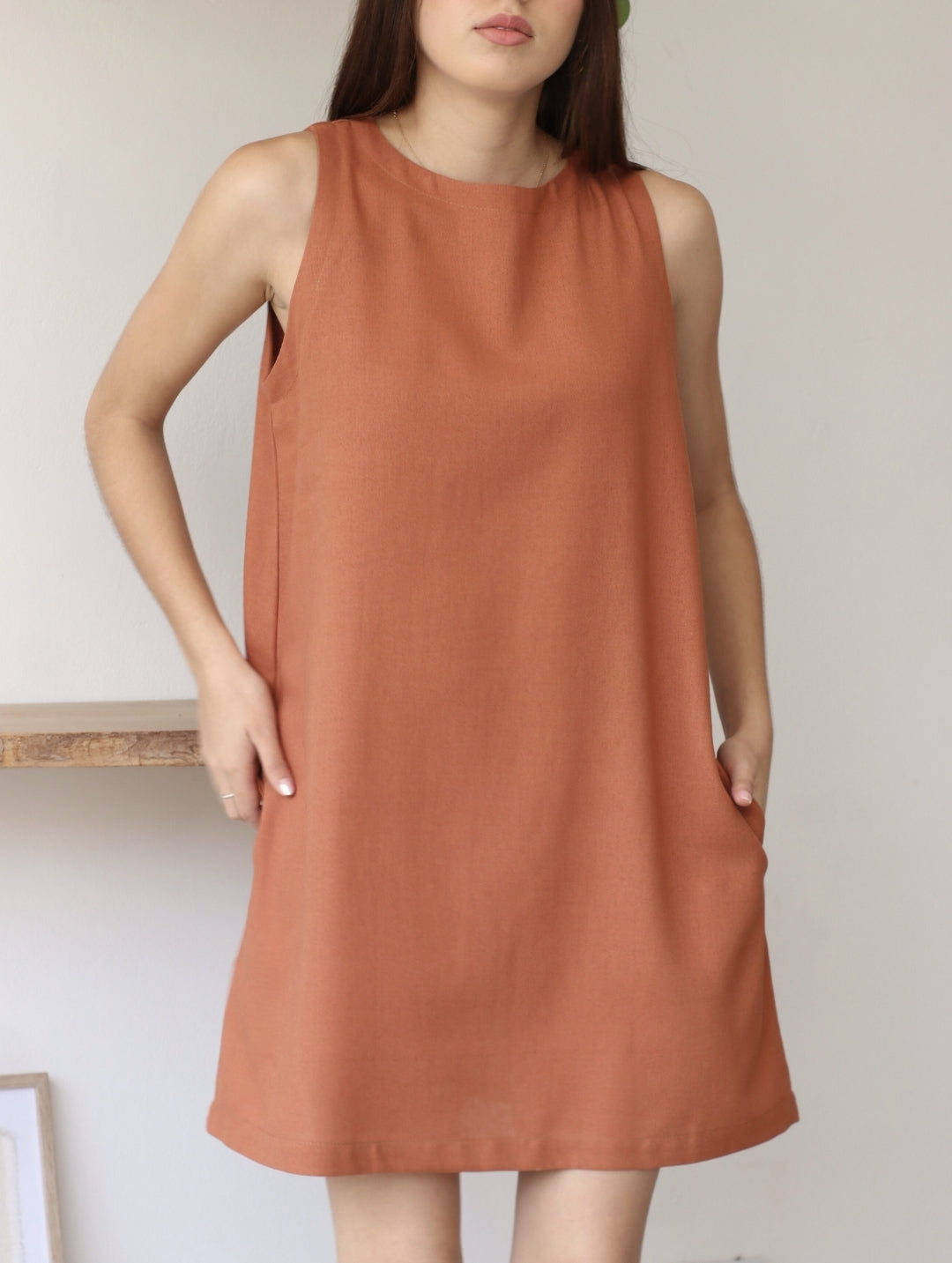 Vestido Lucrecia de Lino Terracota