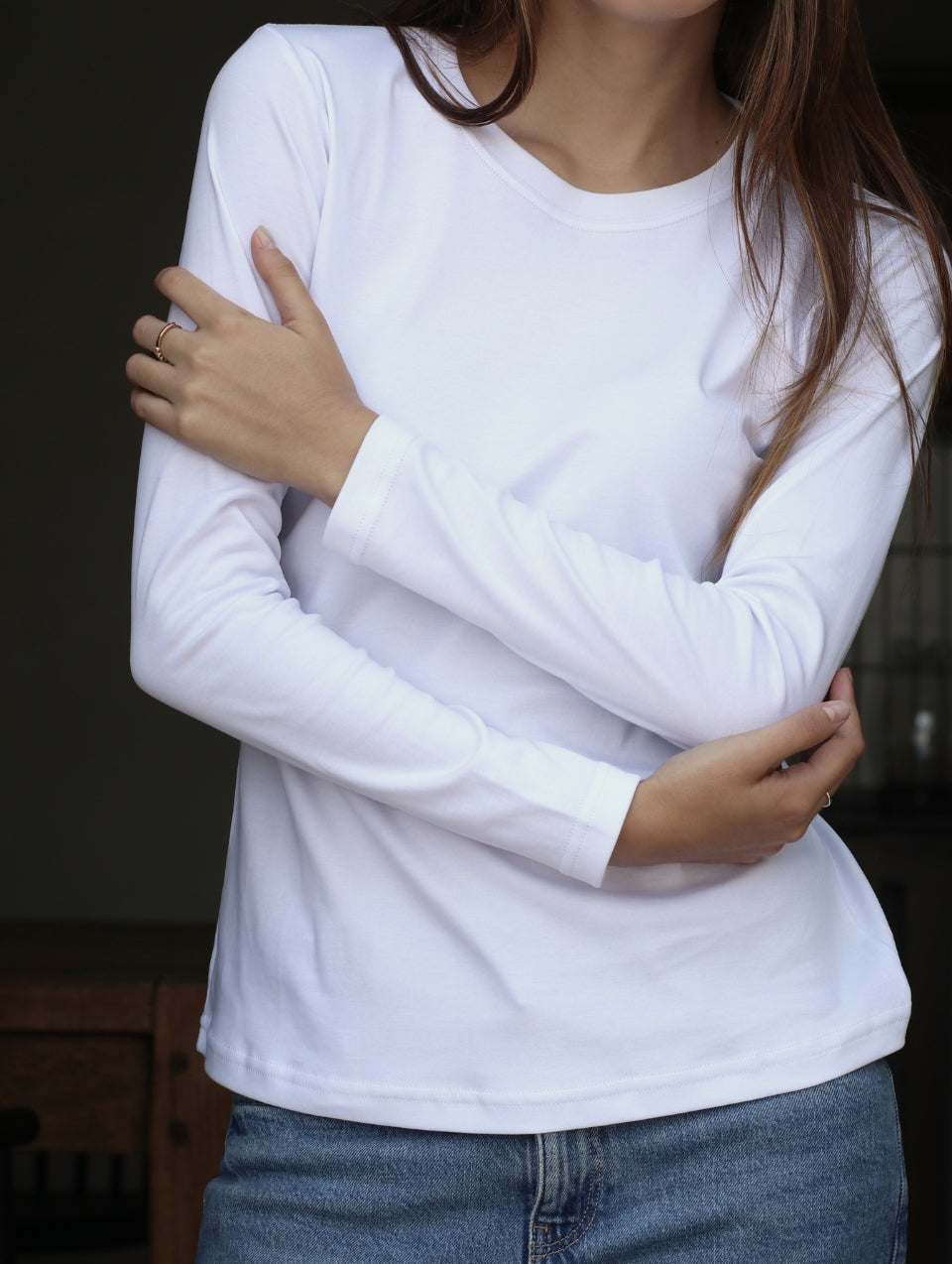 Camiseta Pima Manga Larga Blanco