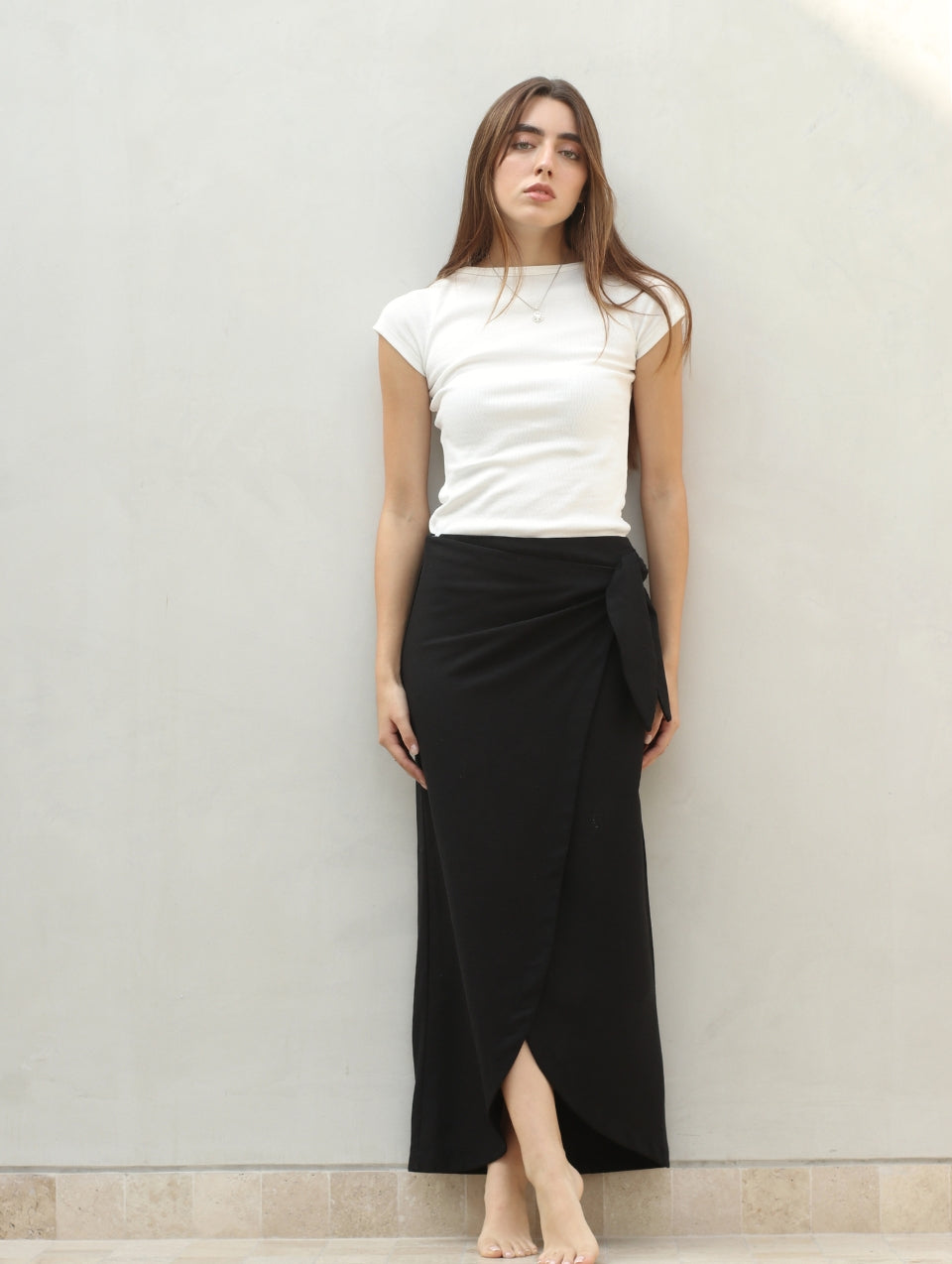 Falda Wrap Lino Negro