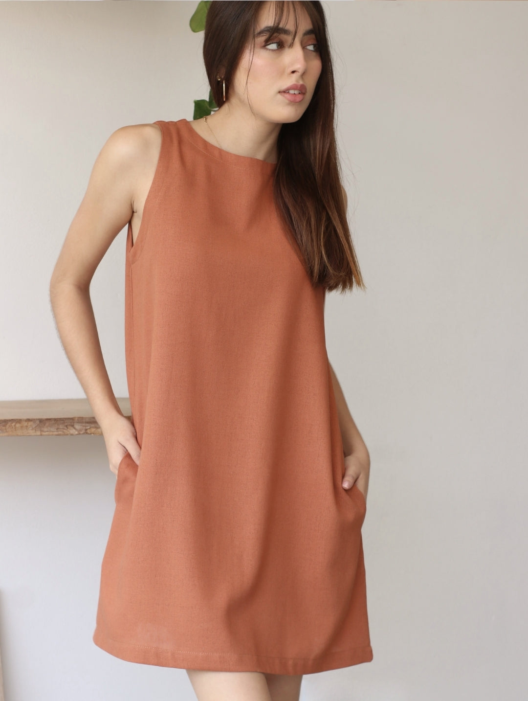 Vestido Lucrecia de Lino Terracota