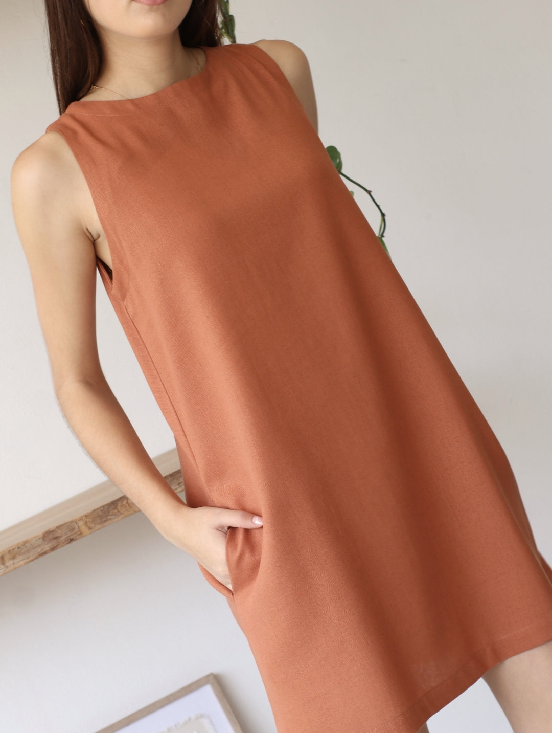 Vestido Lucrecia de Lino Terracota