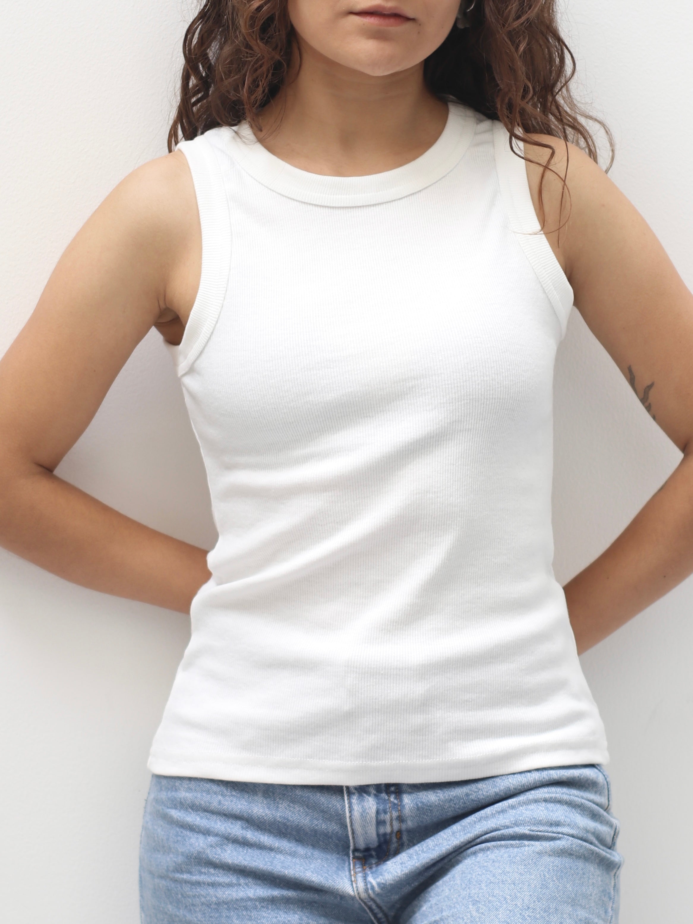 Camiseta sin mangas de Algodón Perla